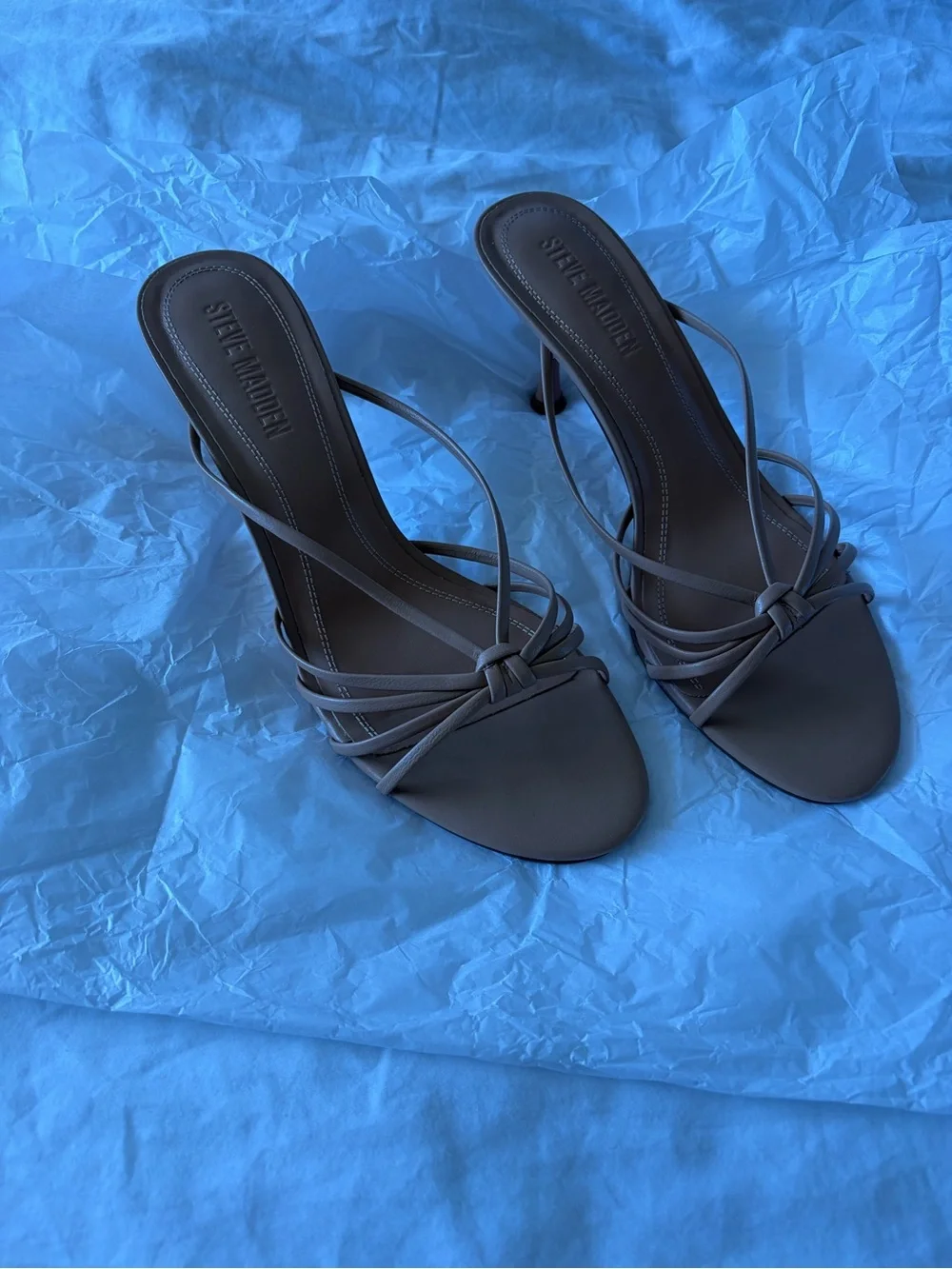 Steve Madden Edna Neutral Strappy Kitten Heel Sandal - Women (worn once)